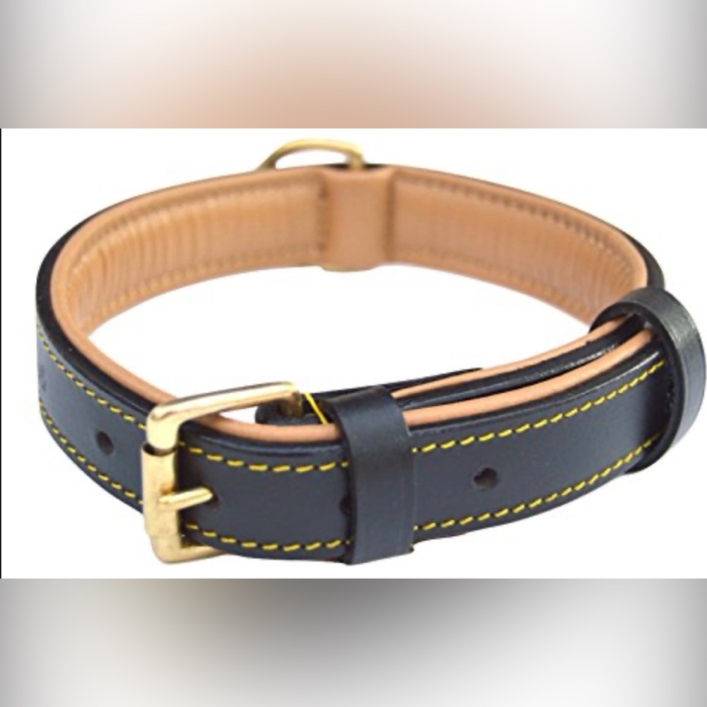 1.25” thick dog collar black / camel